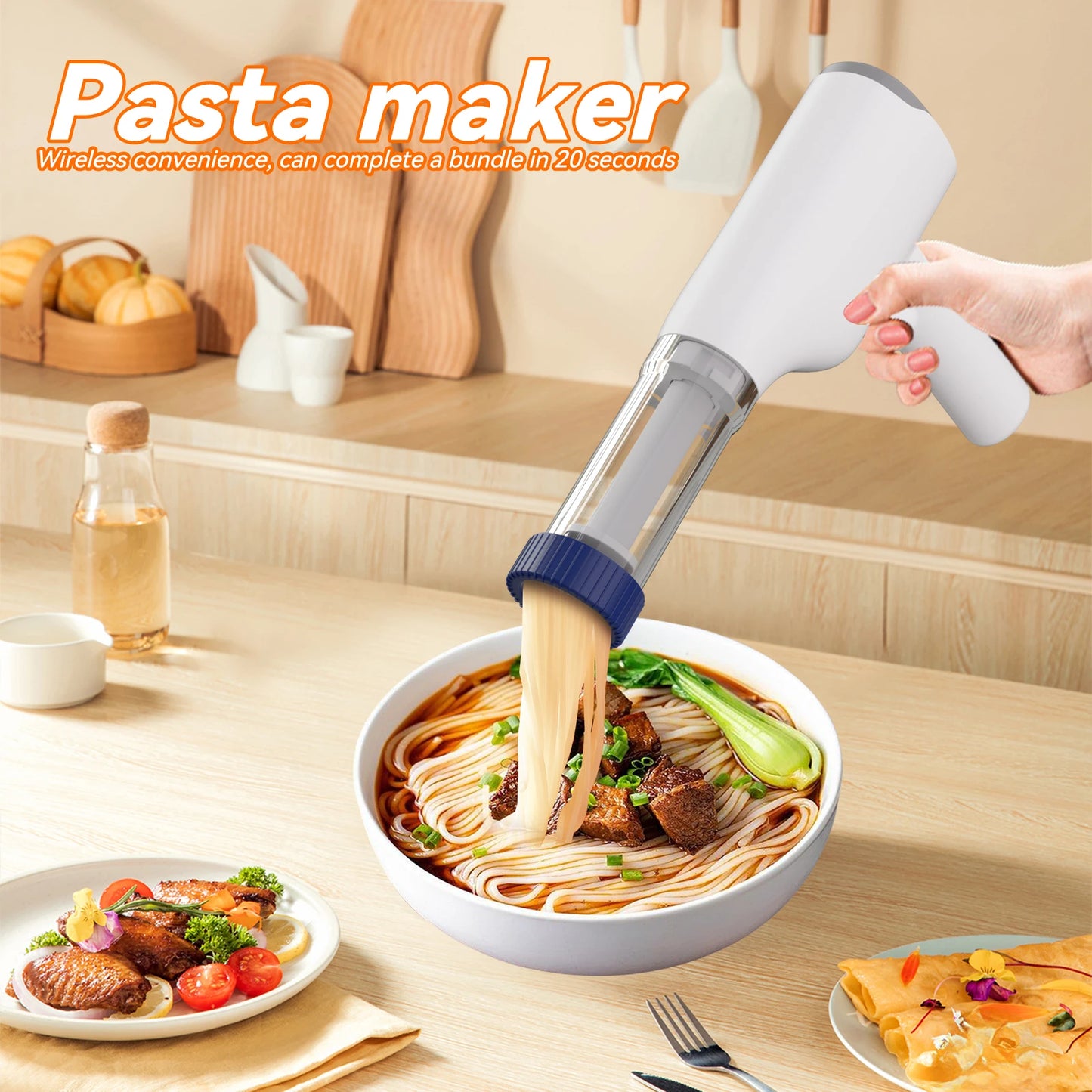 Home Use Small Automatic Electric Instant Noodle Maker Portable Cordless Recharging Pasta Handheld Making Machine for Spaghetti