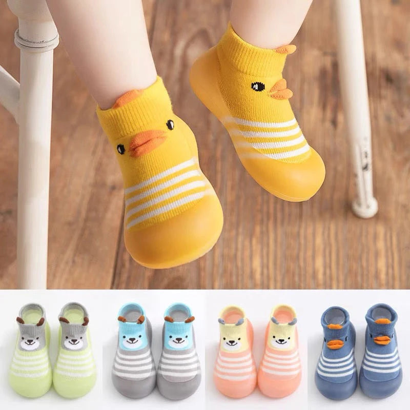 Newborn Photography Accessories Cartoon Toddler Shoes Animal Pattern Baby Floor Socks Non-slip Silicone Sole Boys Girls Shoes