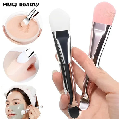 Face Mask Applicator Brushes Double-Ended Makeup Brush with Spoon Flat Soft Hair Facial Cleansing Skin Care Makeup Beauty Tool