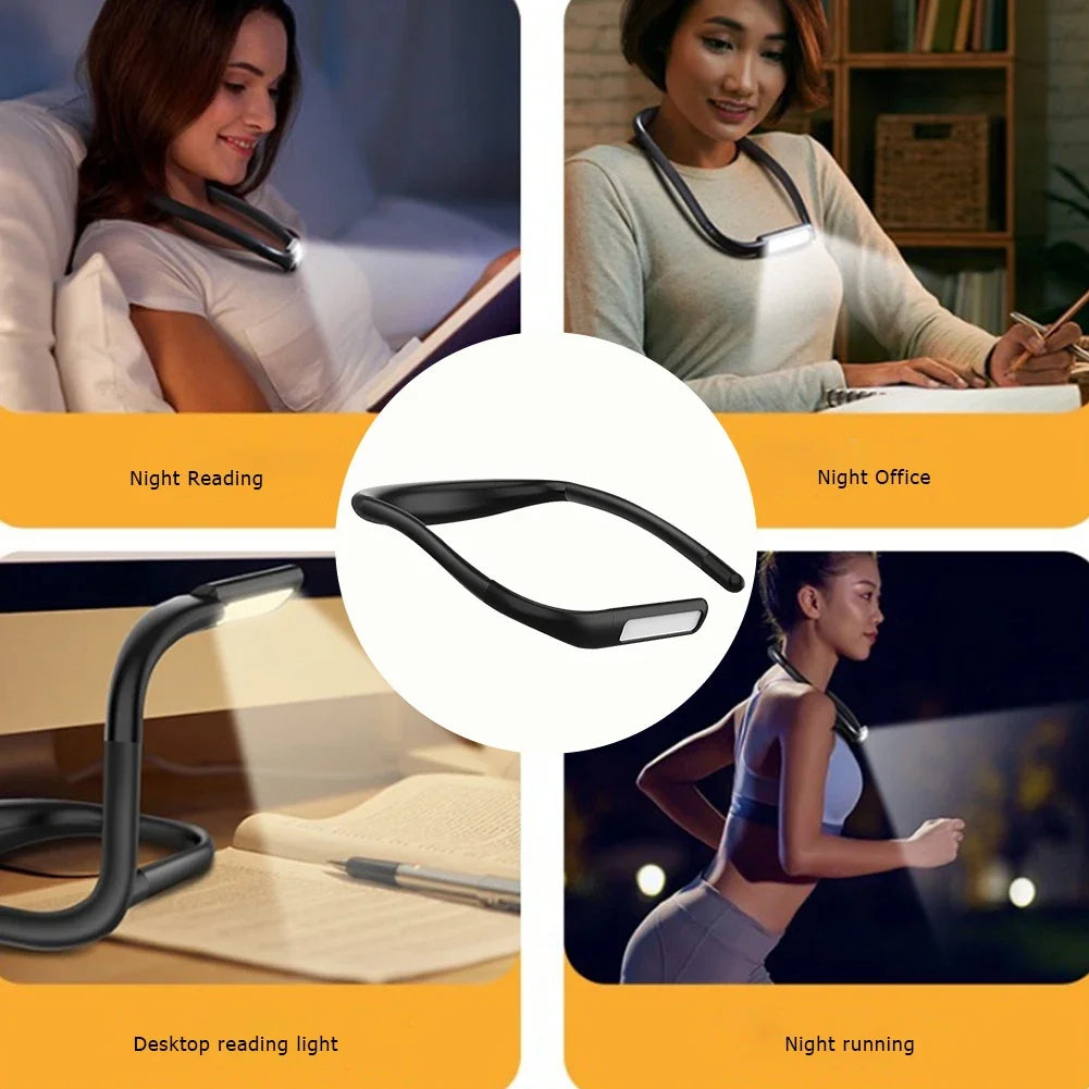 3 Colors LED Reading Light Flexible Book Light Eye-Protection Neck Hanging Reading Lamp USB Charging for Office Home Usage