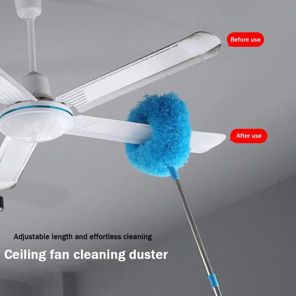 Ceiling Fan Cleaner Duster with Extension Pole - Microfiber Cleaning Tool Extended Long Handle for High Ceiling B4F3