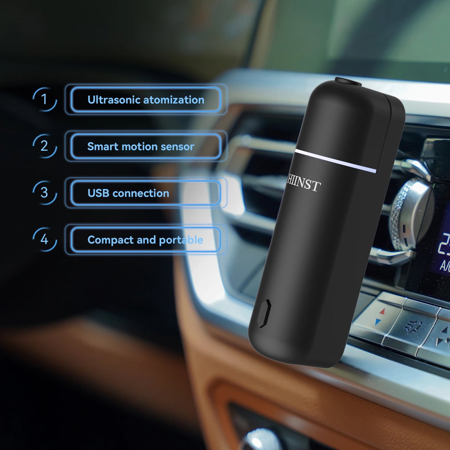 HIINST Luxury Car Scent Air Freshener Aroma Fragrance Essential Oil Diffuser Electric Waterless Car Perfume Diffuser Vent Clip