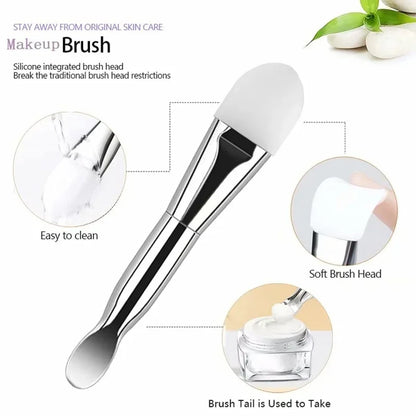 Face Mask Applicator Brushes Double-Ended Makeup Brush with Spoon Flat Soft Hair Facial Cleansing Skin Care Makeup Beauty Tool