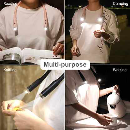 LED Neck Reading Light, Book Light for Reading, Bendable Arms, Rechargeable, Long Lasting, Perfect for Reading Camping Night