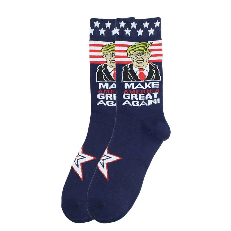 2024 President Donald Trump Spoof Funny Socks Men Women Character Abstract 3D Fake Hair Trump Crew Sokken Homme Dropship