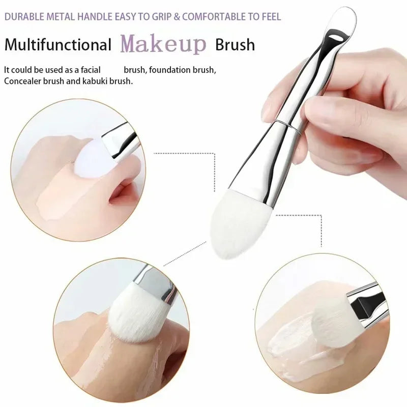 Face Mask Applicator Brushes Double-Ended Makeup Brush with Spoon Flat Soft Hair Facial Cleansing Skin Care Makeup Beauty Tool