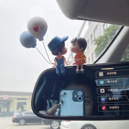 Cute Cartoon Couples Car Decoration Accessories Romantic Figurines Balloon Ornament Auto Interior Dashboard Accessories Gifts