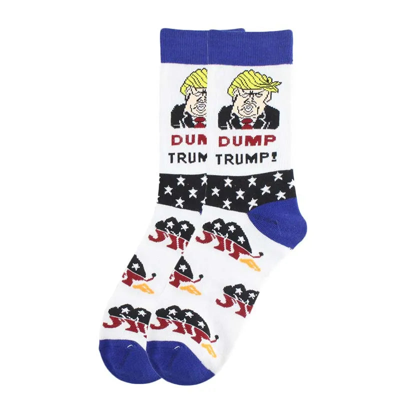 2024 President Donald Trump Spoof Funny Socks Men Women Character Abstract 3D Fake Hair Trump Crew Sokken Homme Dropship