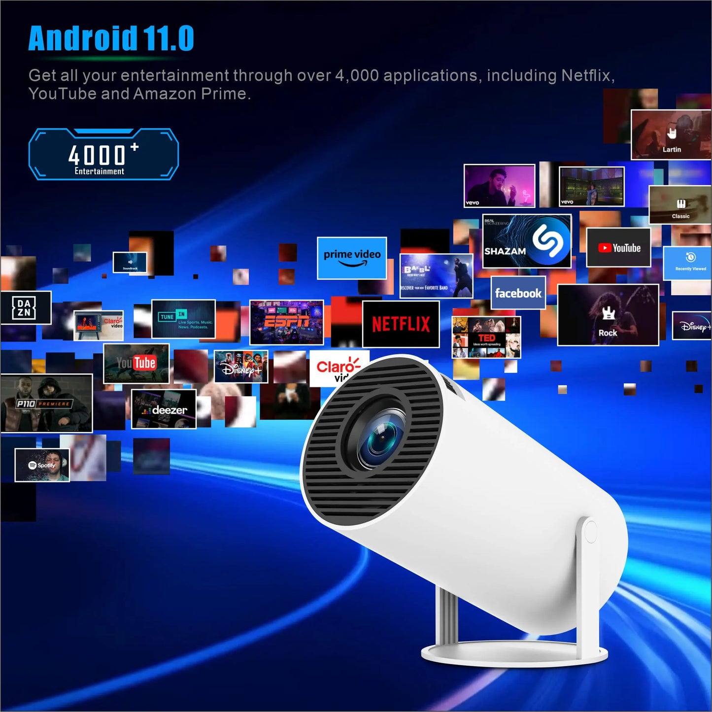 2024 new HY300 Pro Projector Android 4K 1280*720P Dual Wifi Video Portable Outdoor home hd led proyector 