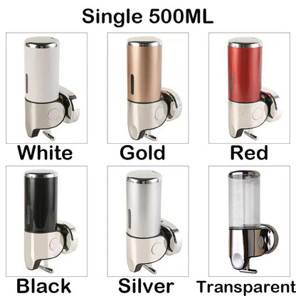 500ML Shampoo Soap Liquid Dispenser Single/Double/Triple Wall Mounted Square Manual Shower Shampoo Liquid Dispenser Container